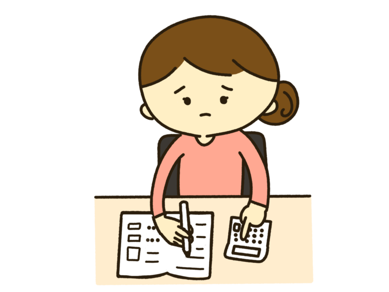 家計管理をする女性(困り顔)
