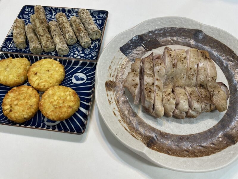 ヘルシオで３品同時調理で作った料理の画像