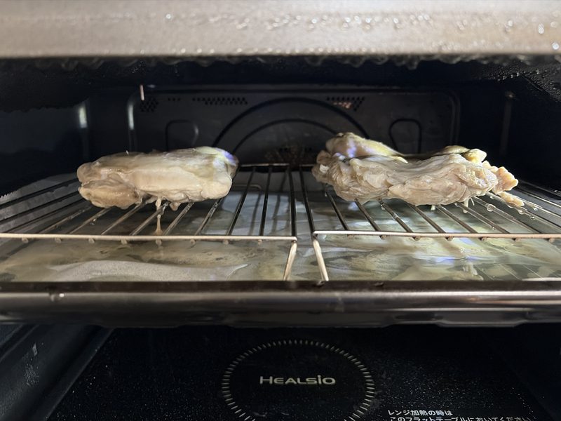 ヘルシオで蒸し鶏が出来上がり